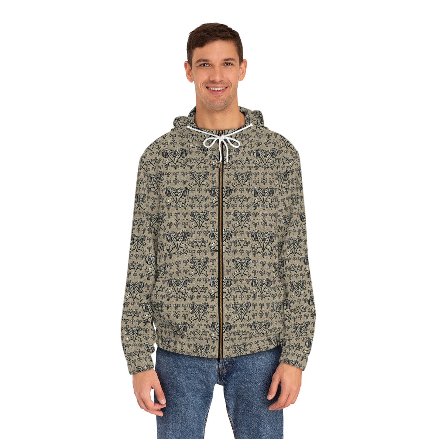 Full-Zip Hoodie (AOP), Aries, Zodiac v2, Pattern