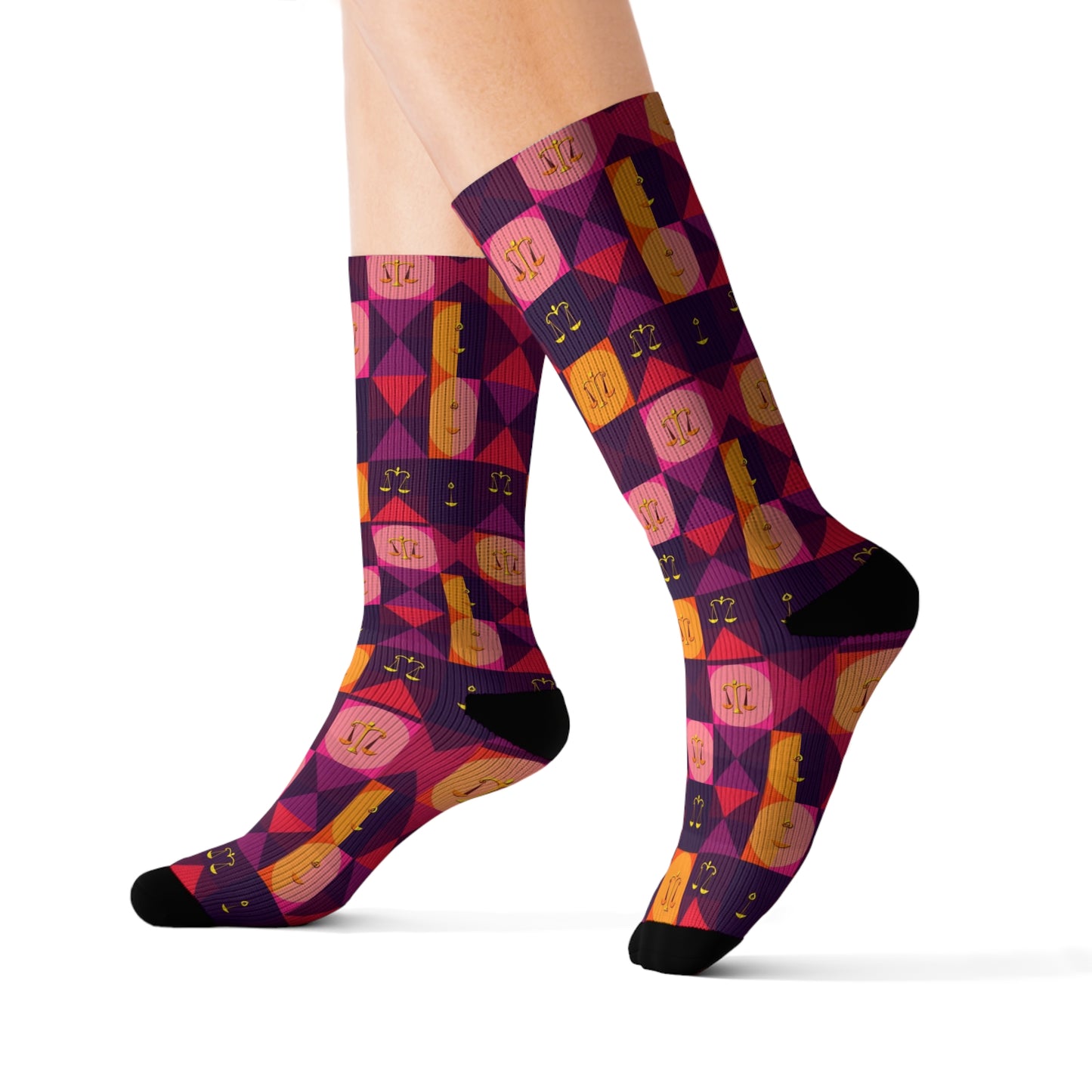 Sublimation Socks, Libra, Zodiac v1, Shapes Pattern