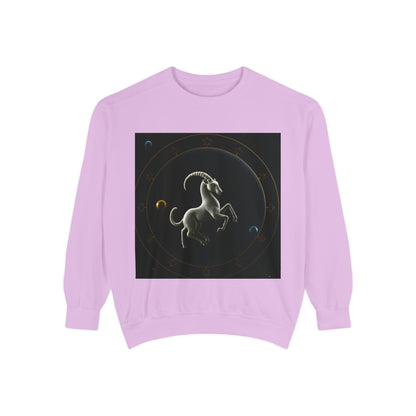 Garment-Dyed Sweatshirt, Unisex, Space Animal Design v1, Capricorn