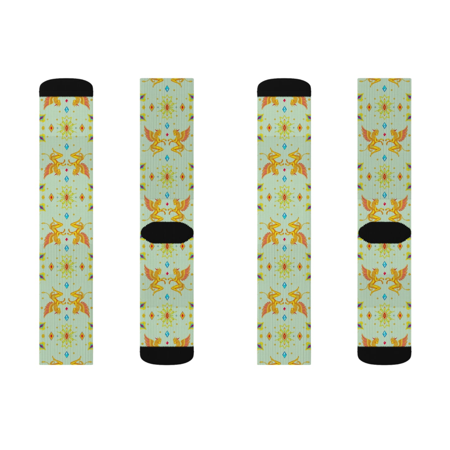 Sublimation Socks, Gemini, Zodiac v3, Jewel Pattern