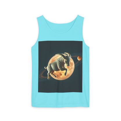 Unisex Garment-Dyed, Tank Top, Taurus Design, Planet Animal, 100% US cotton