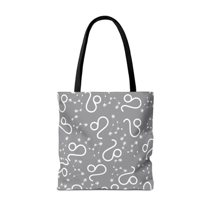 Tote Bag, Leo Zodiac Sign, AOP, (Grey, White)
