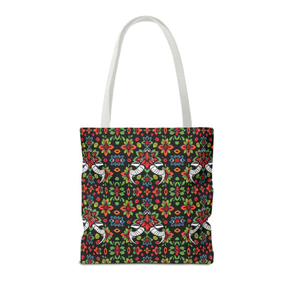 Tote Bag (AOP), Taurus, Zodiac v1, Flower Pattern