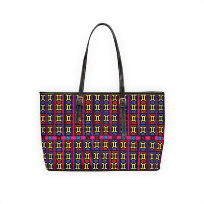 Leather Shoulder Bag, Gemini, Zodiac v2, Shapes Pattern