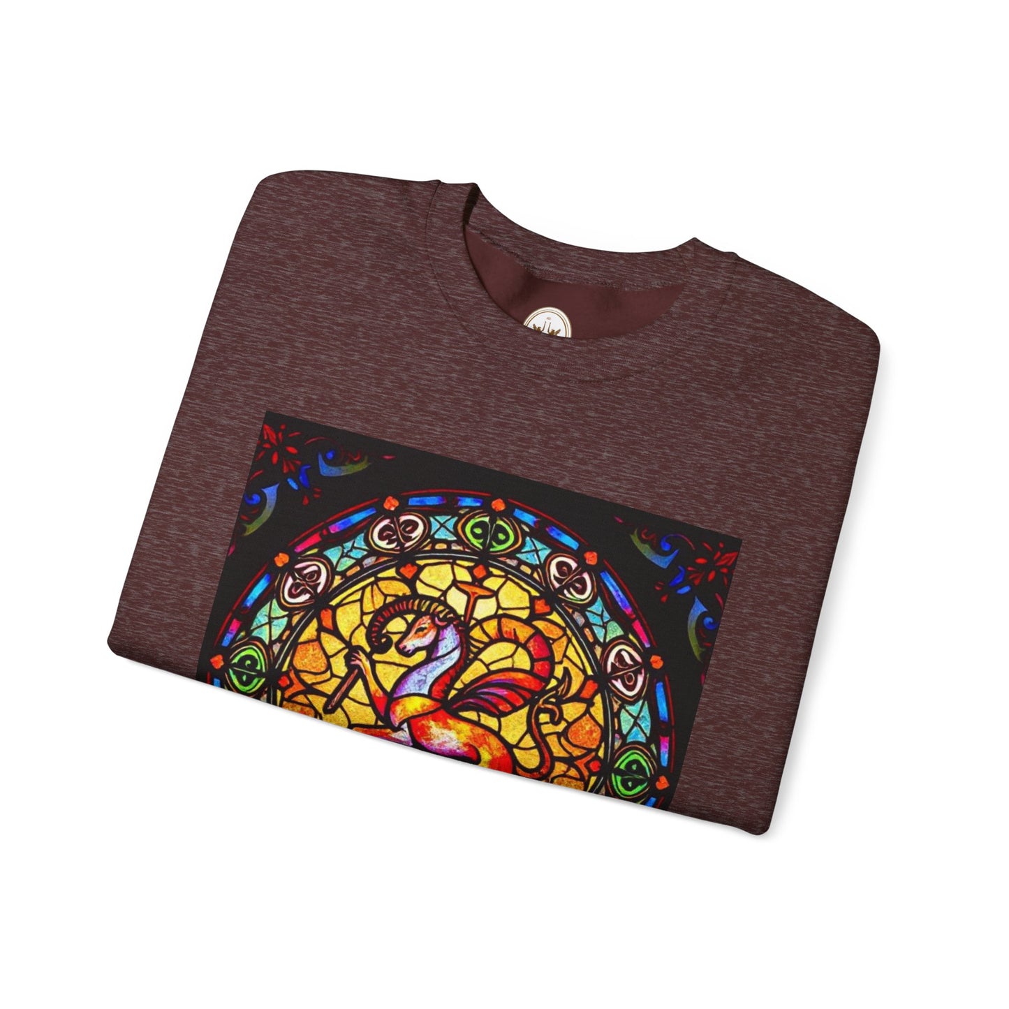 Unisex Heavy Blend™ Crewneck Sweatshirt, Glass 1, Aries Zodiac Design