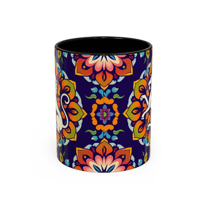Accent Coffee Mug, Virgo, Zodiac v4. Flower Pattern, (11, 15oz)