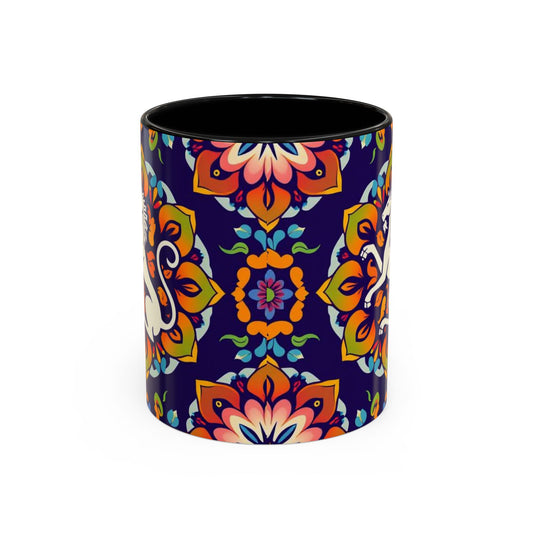 Accent Coffee Mug, Virgo, Zodiac v4. Flower Pattern, (11, 15oz)