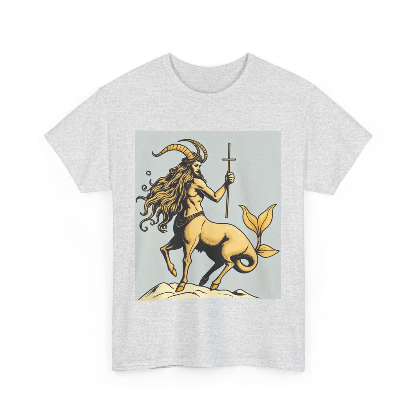 Unisex Heavy Cotton T-Shirt, Capricorn God v2, Zodiac Design