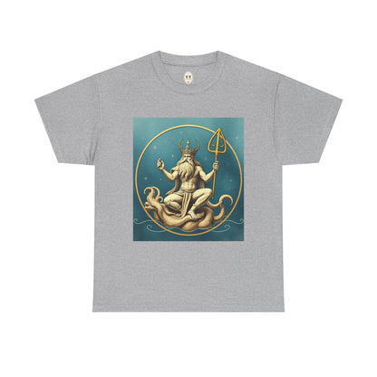 Unisex Heavy Cotton T-Shirt, Aquarius God 2v, Zodiac Design