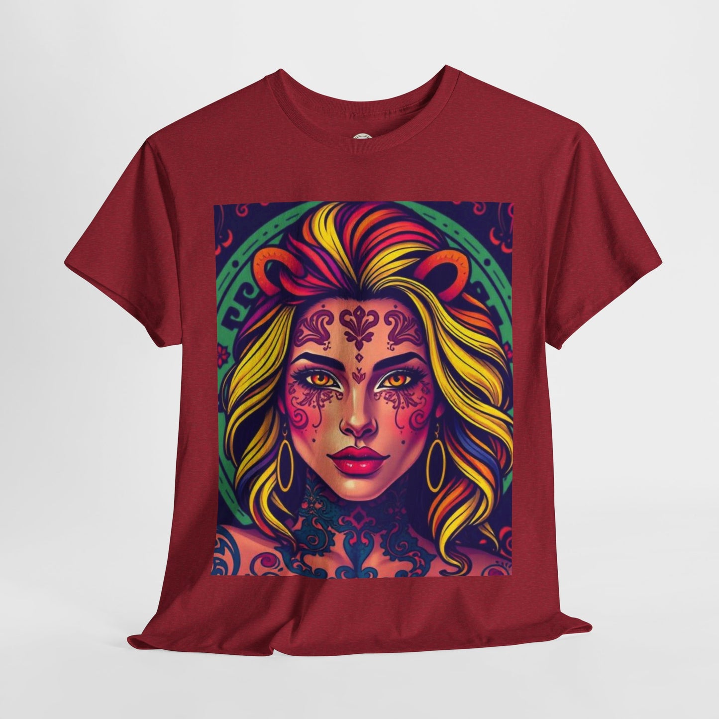 Unisex Heavy Cotton T-Shirt, Leo, Zodiac v1, Sexy Art
