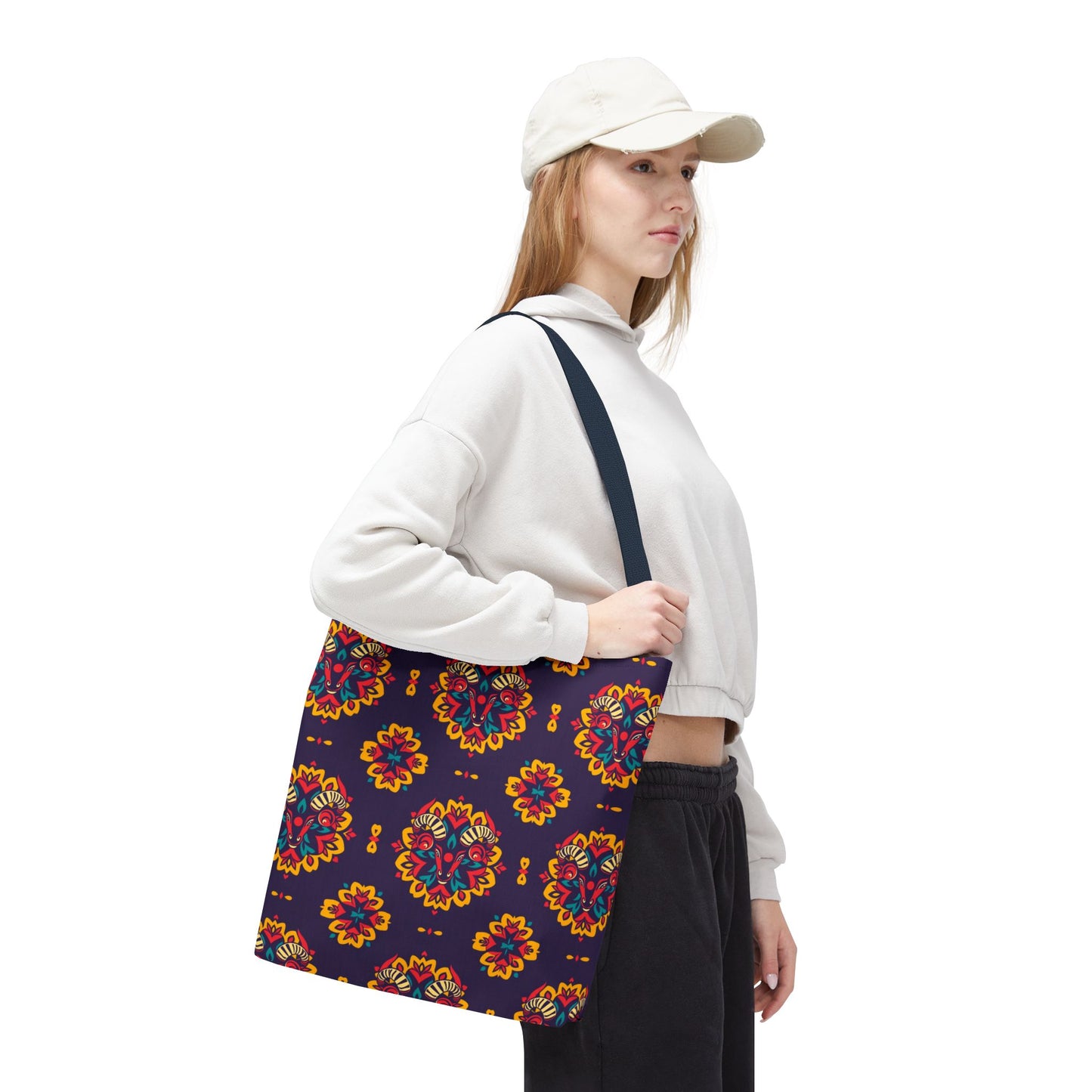 Tote Bag, (AOP), Taurus, Zodiac v6, Flower Pattern