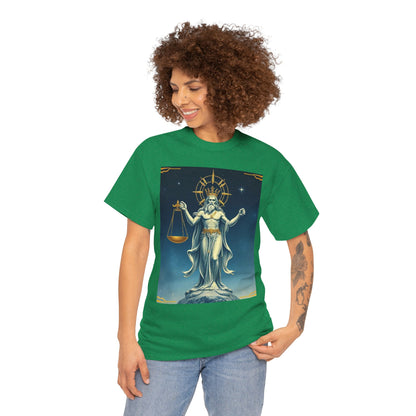 Unisex Heavy Cotton T-Shirt Space v2, Libra God, Zodiac Design