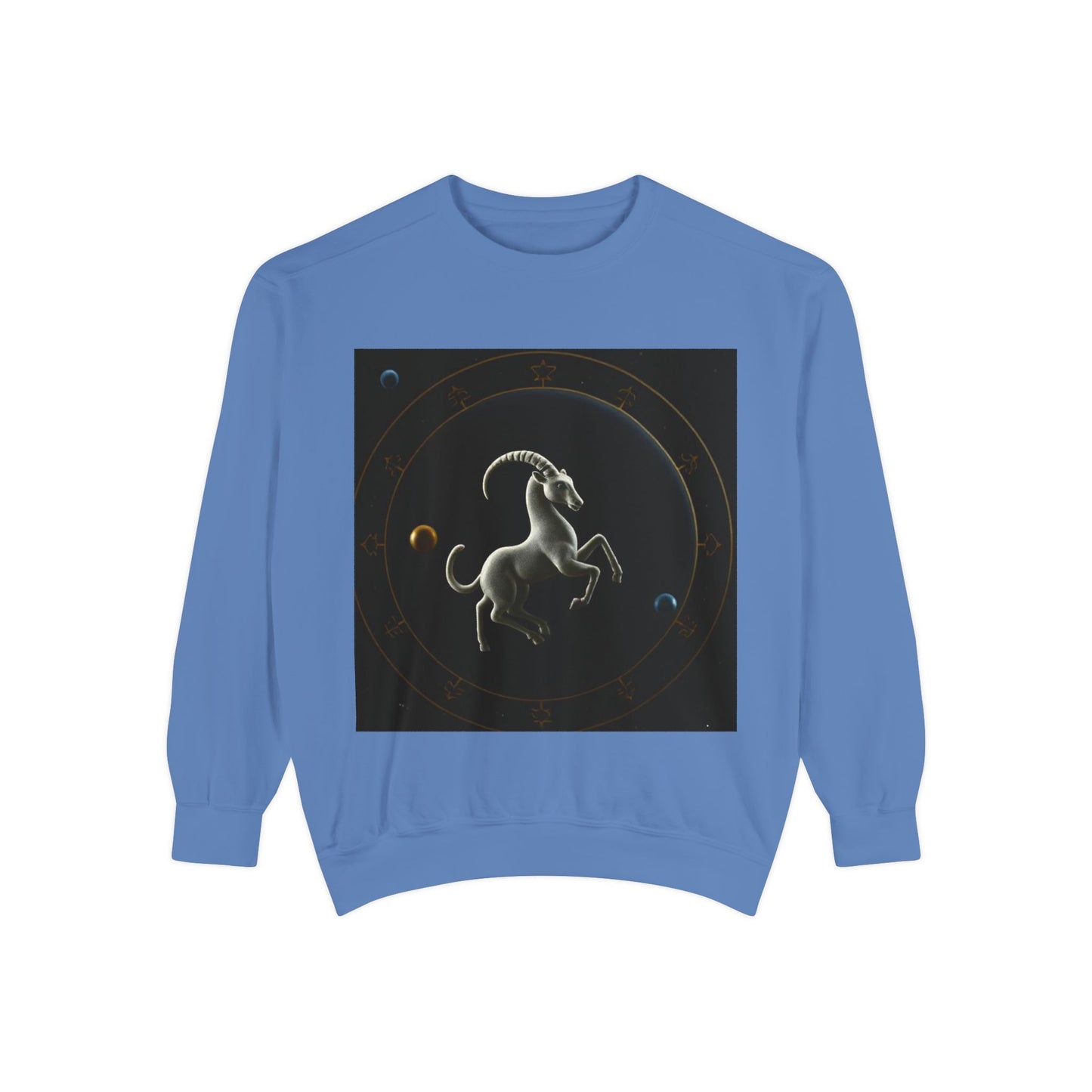 Garment-Dyed Sweatshirt, Unisex, Space Animal Design v1, Capricorn