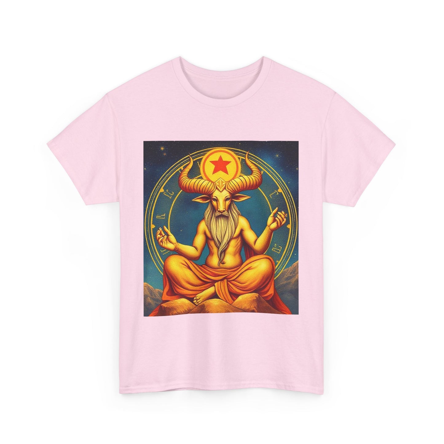 Unisex Heavy Cotton T-Shirt, Meditating Bull, Taurus Zodiac Design
