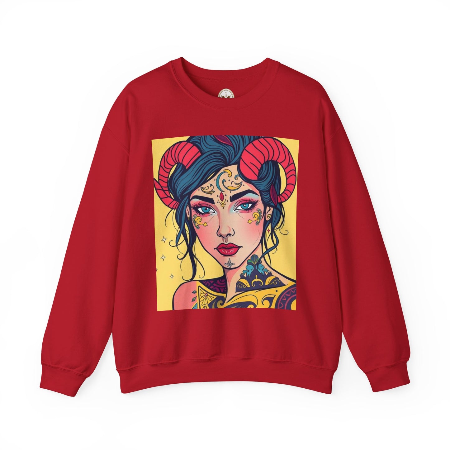 Unisex Heavy Blend™ Crewneck Sweatshirt, Aries, Zodiac v2, Sexy Pattern