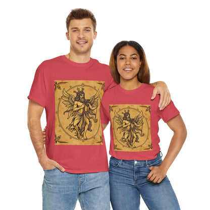 Unisex Heavy Cotton T-Shirt, Pencil Art, Gemini Zodiac Design