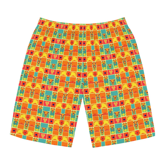 Men's Board Shorts, (AOP), Leo, Zodiac v1, Shape Pattern