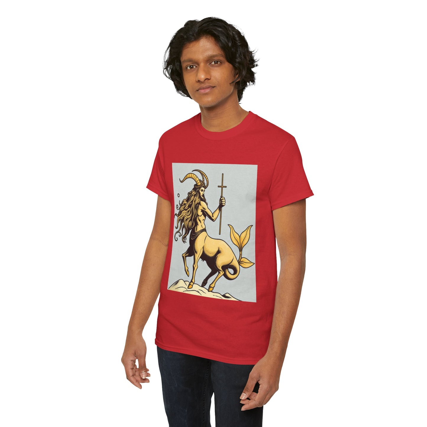 Unisex Heavy Cotton T-Shirt, Capricorn God v3, Zodiac Design