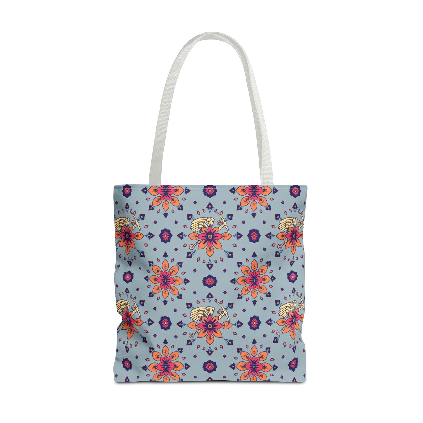 Tote Bag, (AOP), Sagittarius, Zodiac v1, Flower Pattern