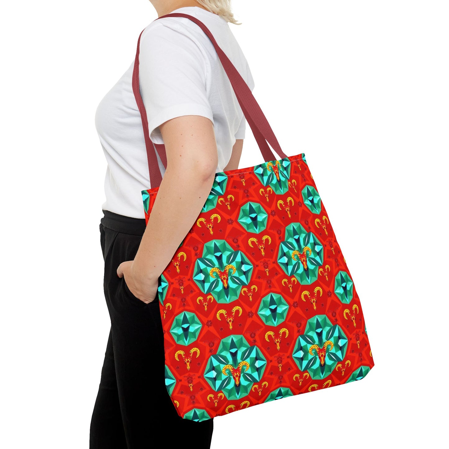 Tote Bag (AOP), Aries, Zodiac v1, Jewel Pattern