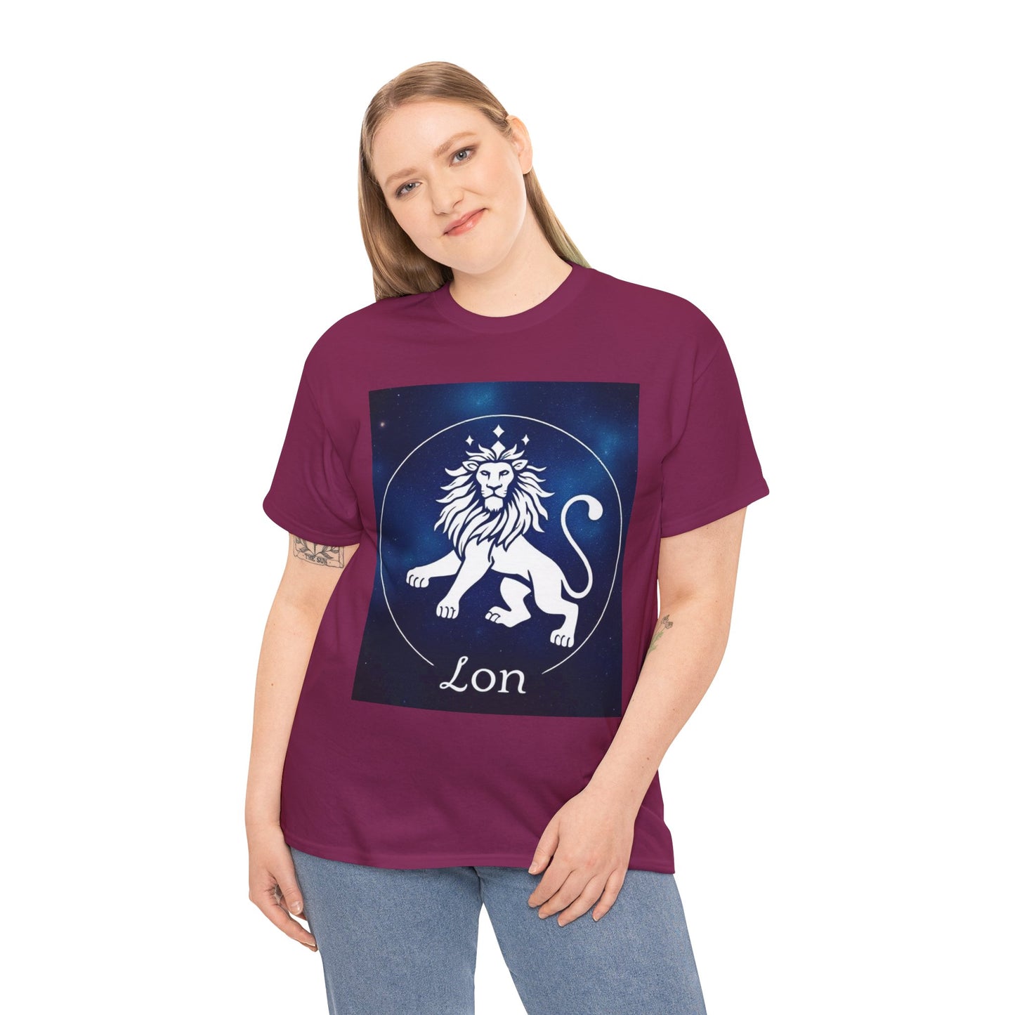 Unisex Heavy Cotton T-Shirt, Space Lion v1, Leo Zodiac Design