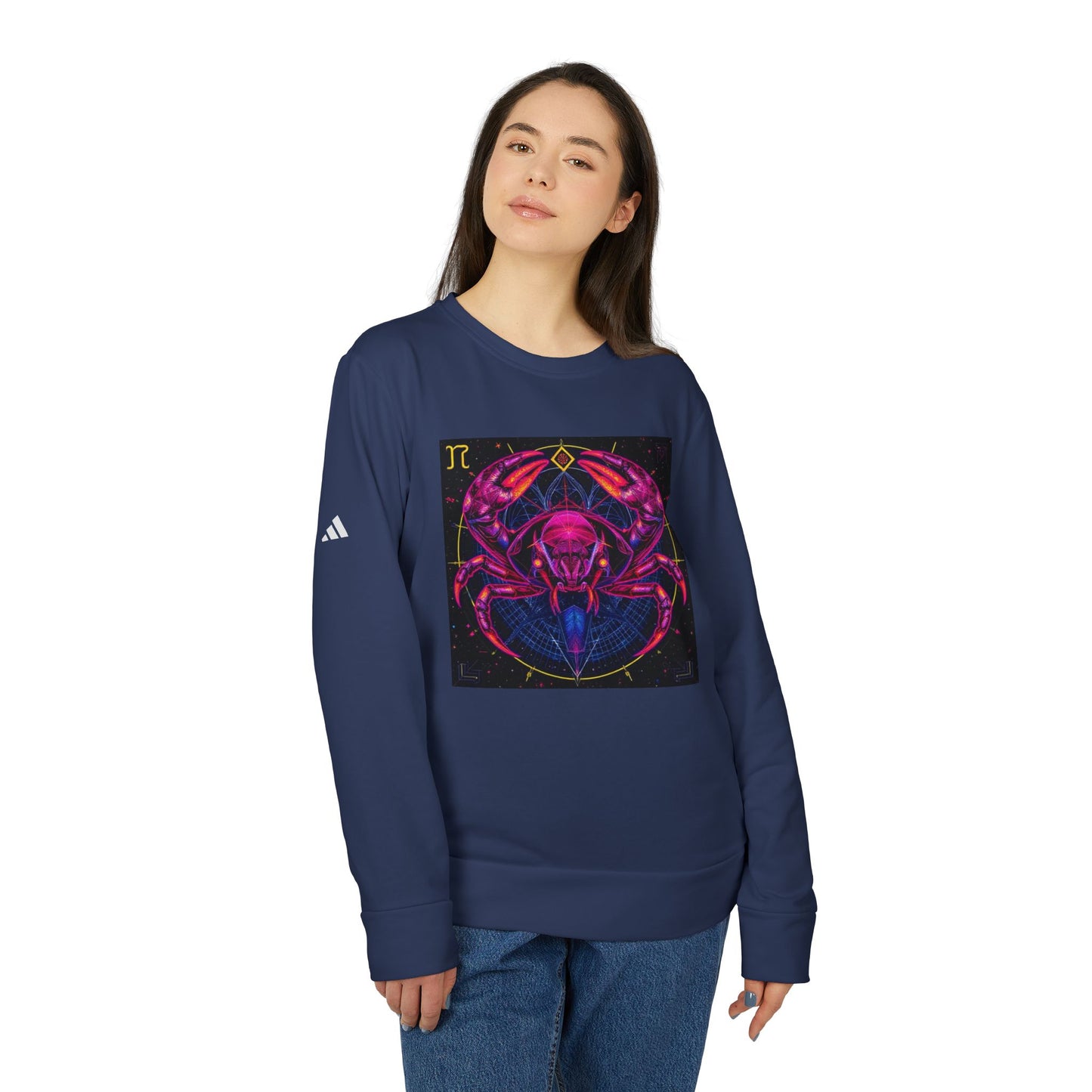 Adidas, Unisex Fleece Crewneck Sweatshirt, Cancer, Pop Art, Zodiac