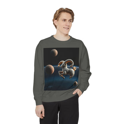Garment-Dyed Sweatshirt, Unisex, Space Animal Design v1, Aries
