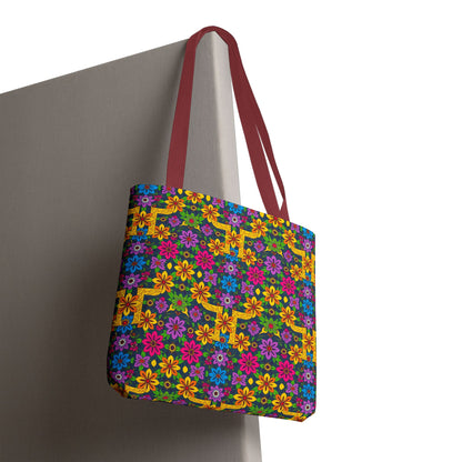 Tote Bag, (AOP), Gemini, Zodiac v2, Flower Pattern