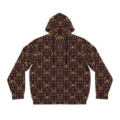 Full-Zip Hoodie (AOP), Scorpio, Zodiac v2, Pattern