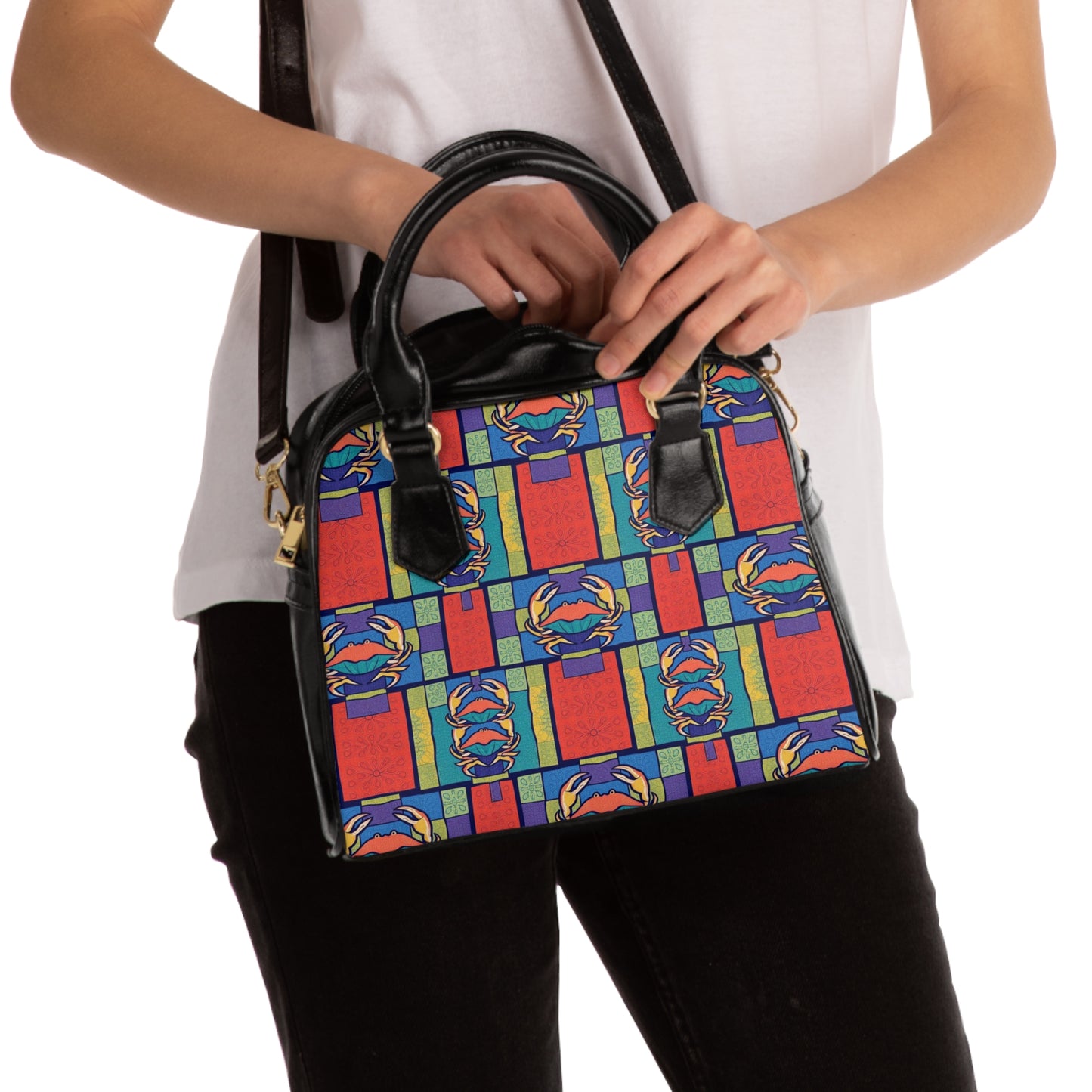 Shoulder Handbag, Cancer, Zodiac v3, Shapes Pattern