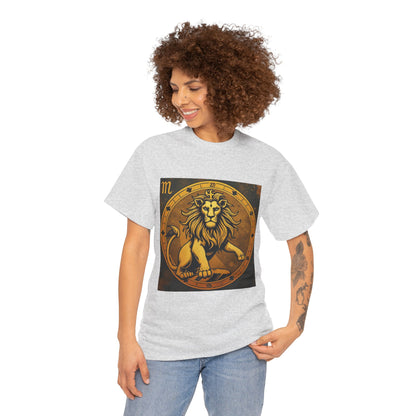Unisex Heavy Cotton T-Shirt, Gold Lion, Leo Zodiac Design