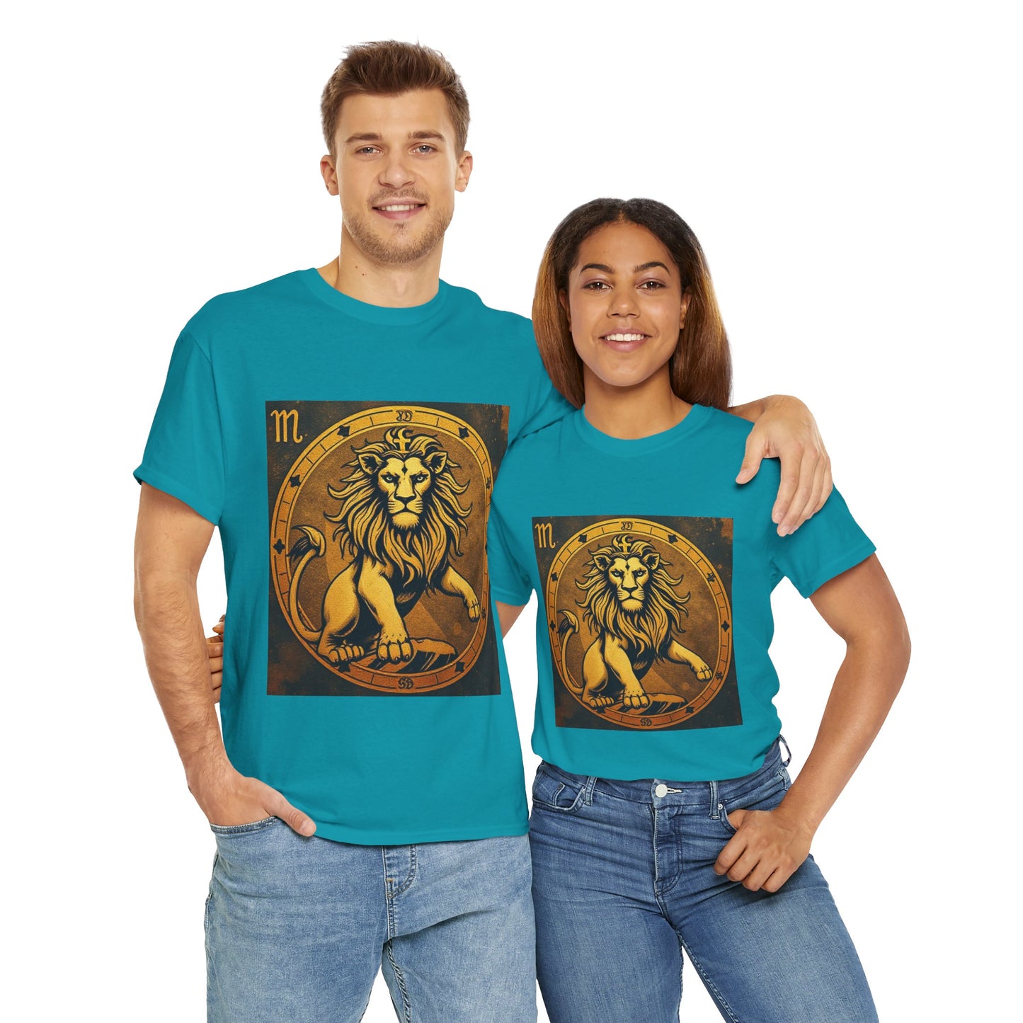 Unisex Heavy Cotton T-Shirt, Gold Lion, Leo Zodiac Design