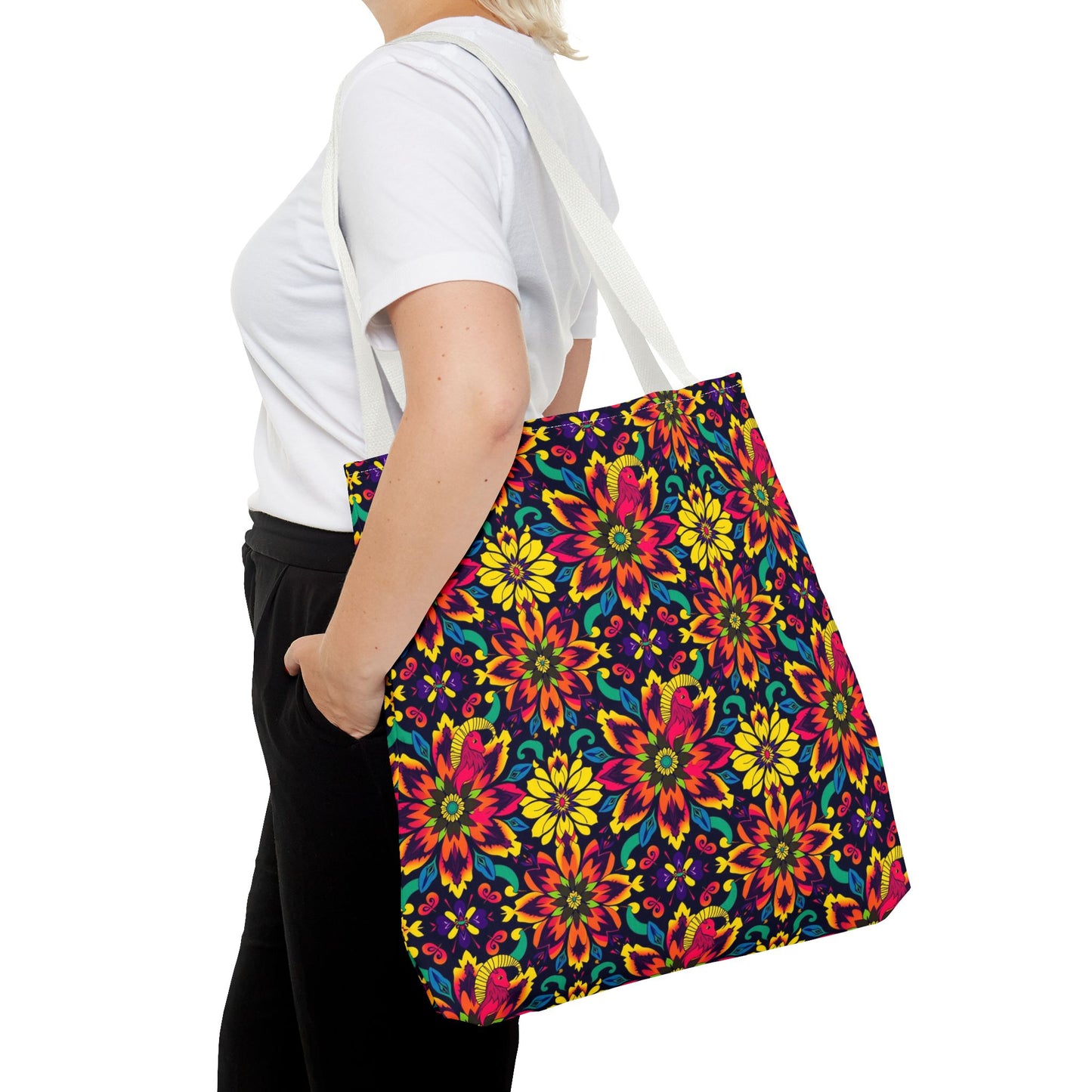 Tote Bag, (AOP), Capricorn, Zodiac, Flower Pattern