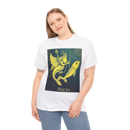 Unisex Heavy Cotton T-Shirt, Pisces Queen, Zodiac Design