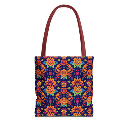 Tote Bag, (AOP), Cancer, Zodiac v6, Flower Pattern