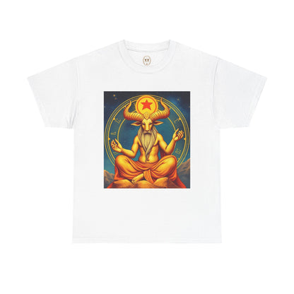 Unisex Heavy Cotton T-Shirt, Meditating Bull, Taurus Zodiac Design