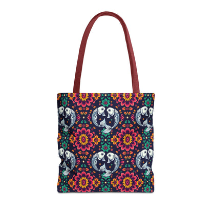 Tote Bag (AOP), Pisces, Zodiac v1, Flower Pattern