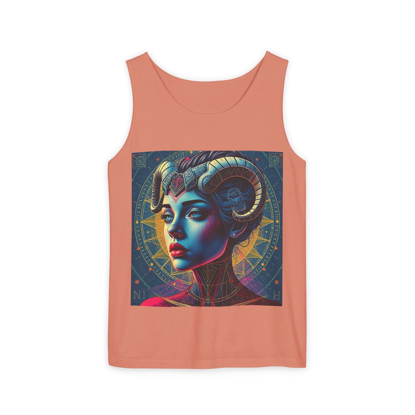 Unisex Garment-Dyed, Tank Top, Aries Design, Pop Art v1, 100% Ringspun US cotton