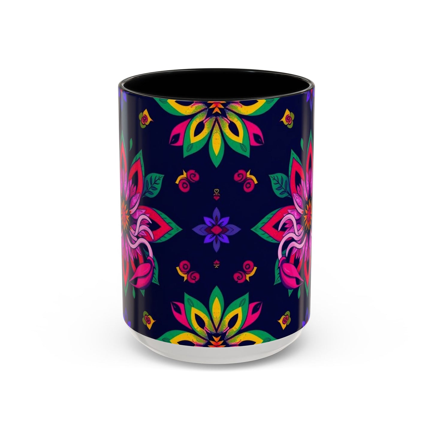 Accent Coffee Mug, Scorpio, Zodiac v4. Flower Pattern, (11, 15oz)