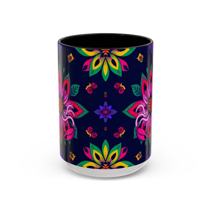 Accent Coffee Mug, Scorpio, Zodiac v4. Flower Pattern, (11, 15oz)