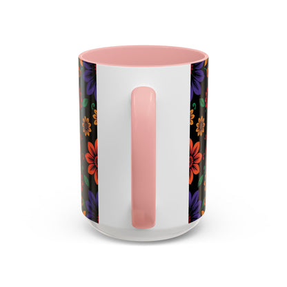 Accent Coffee Mug, Scorpio, Zodiac. Flower Pattern, (11, 15oz)