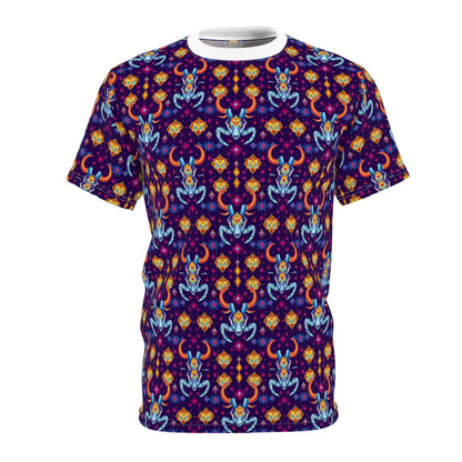 Unisex Cut & Sew T-Shirt, (AOP), Taurus, Zodiac v4, Jewels Pattern