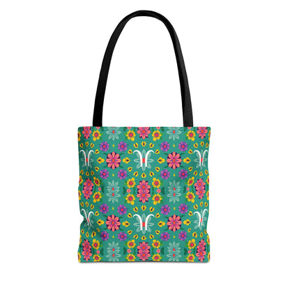 Tote Bag, (AOP), Aquarius, Zodiac v2, Flower Pattern