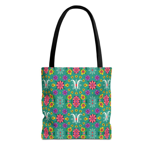 Tote Bag, (AOP), Aquarius, Zodiac v2, Flower Pattern