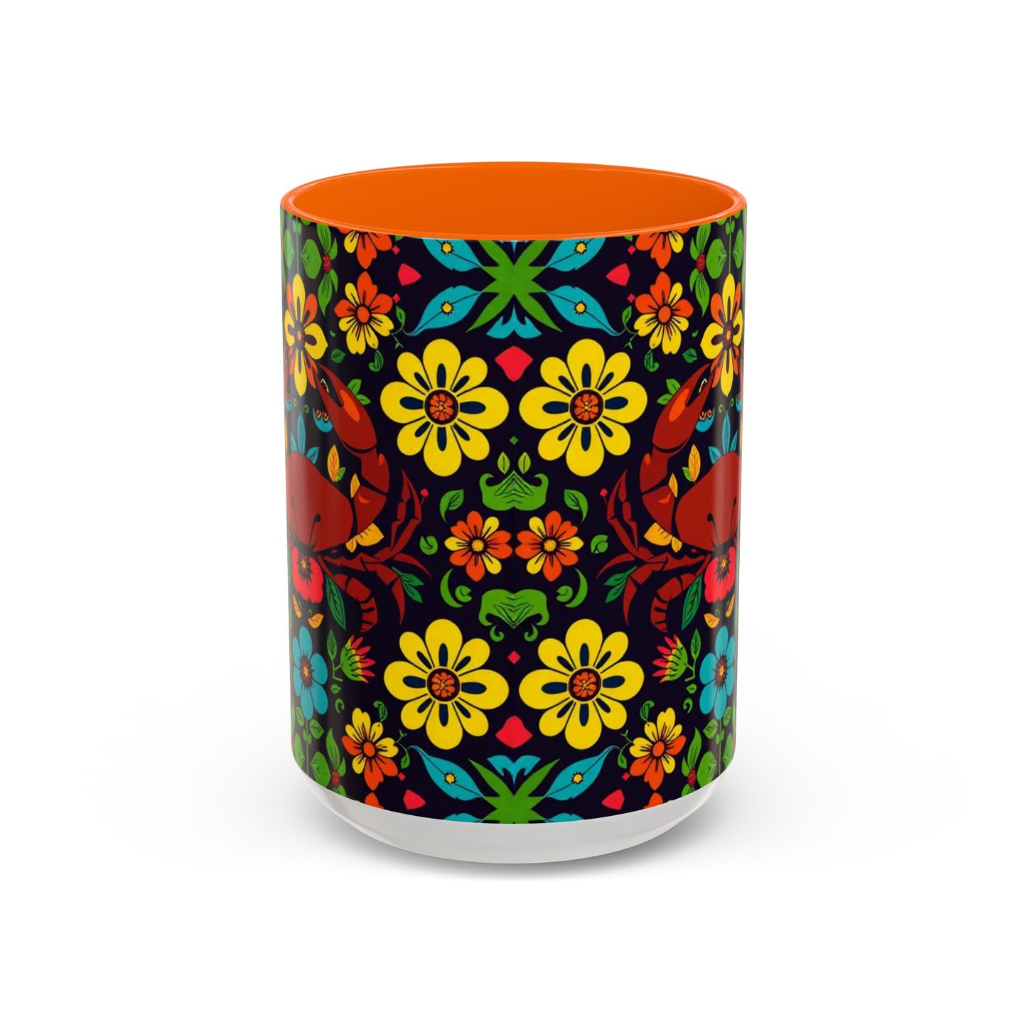 Accent Coffee Mug, Cancer, Zodiac v2, Flower Pattern, (11, 15oz)