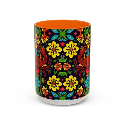 Accent Coffee Mug, Cancer, Zodiac v2, Flower Pattern, (11, 15oz)