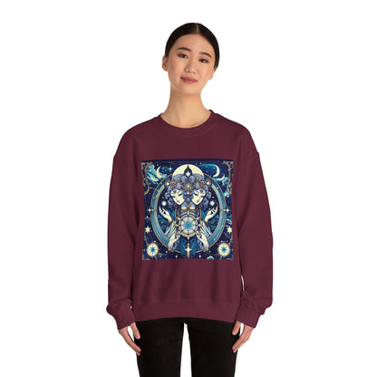 Unisex Heavy Blend™ Crewneck Sweatshirt,Twin Body, Gemini Zodiac Design