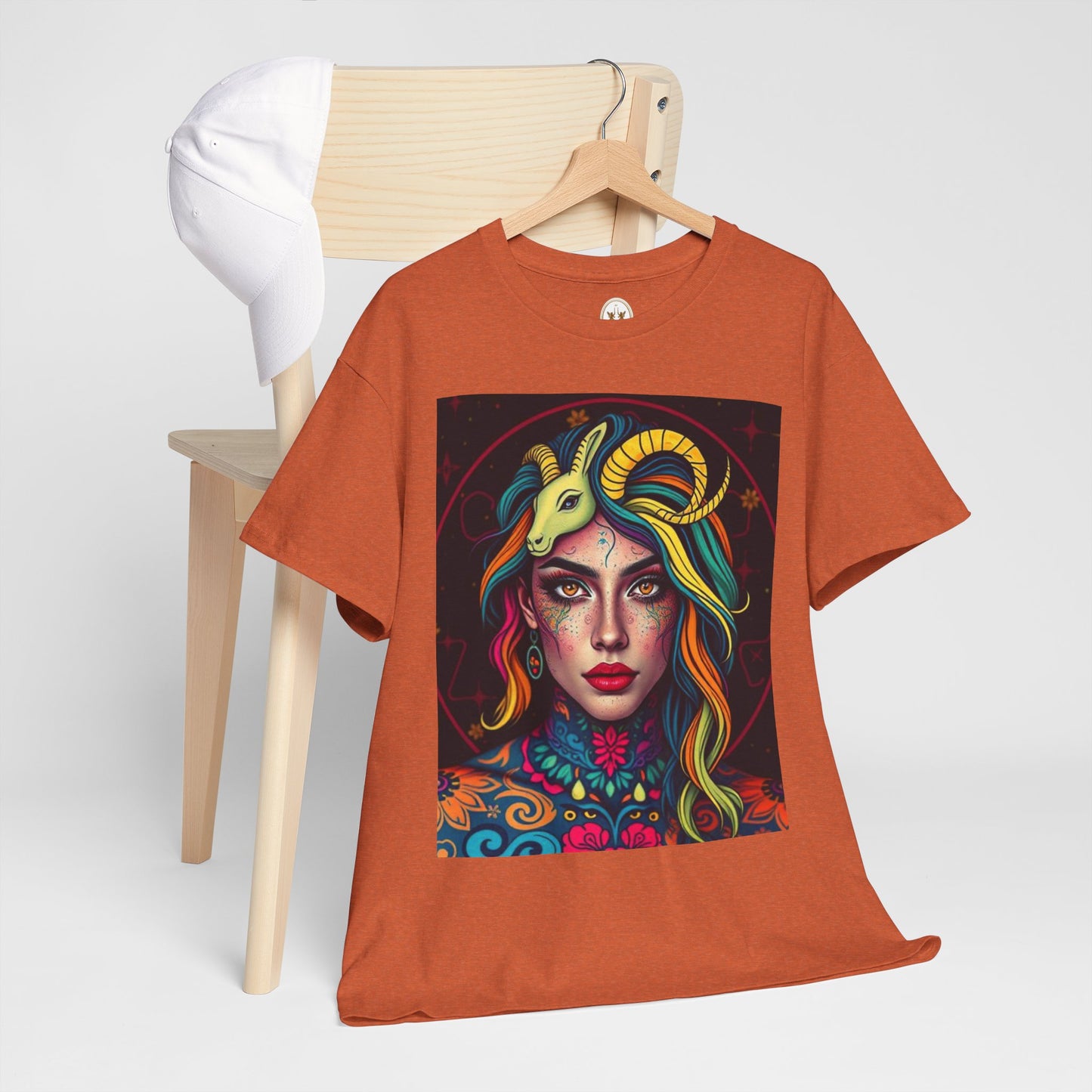 Unisex Heavy Cotton T-Shirt, Capricorn, Zodiac v2, Sexy Art