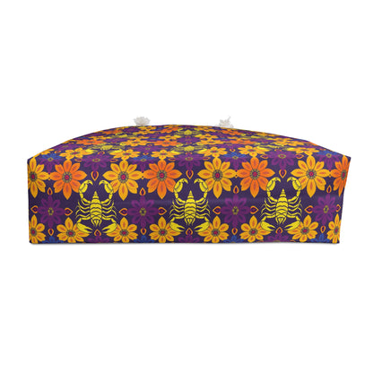 Weekender Bag, Scorpio, Zodiac v3, Flower Pattern