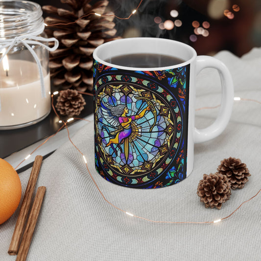 Ceramic Mug, (11oz, 15oz), Ceramic Coffee Mug, AOP, Glass Design v1, Sagittarius Zodiac